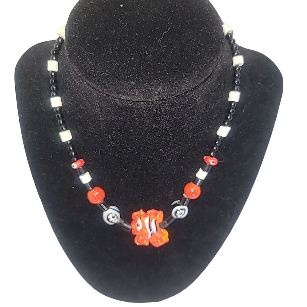 Lamp-Work Art Glass Goldfish Beaded Necklace